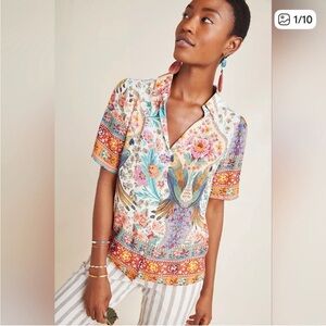 Farm Rio Bird Print Shirt